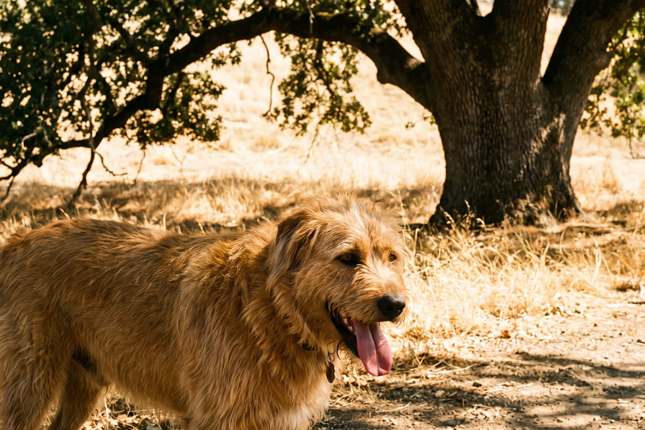 Hond drinkt buiten water