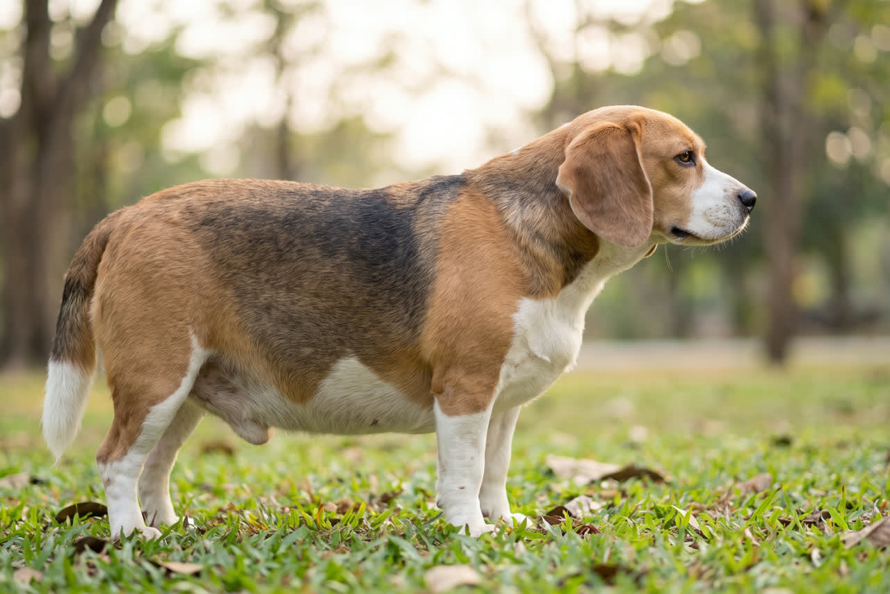 Hond buiten in het gras
